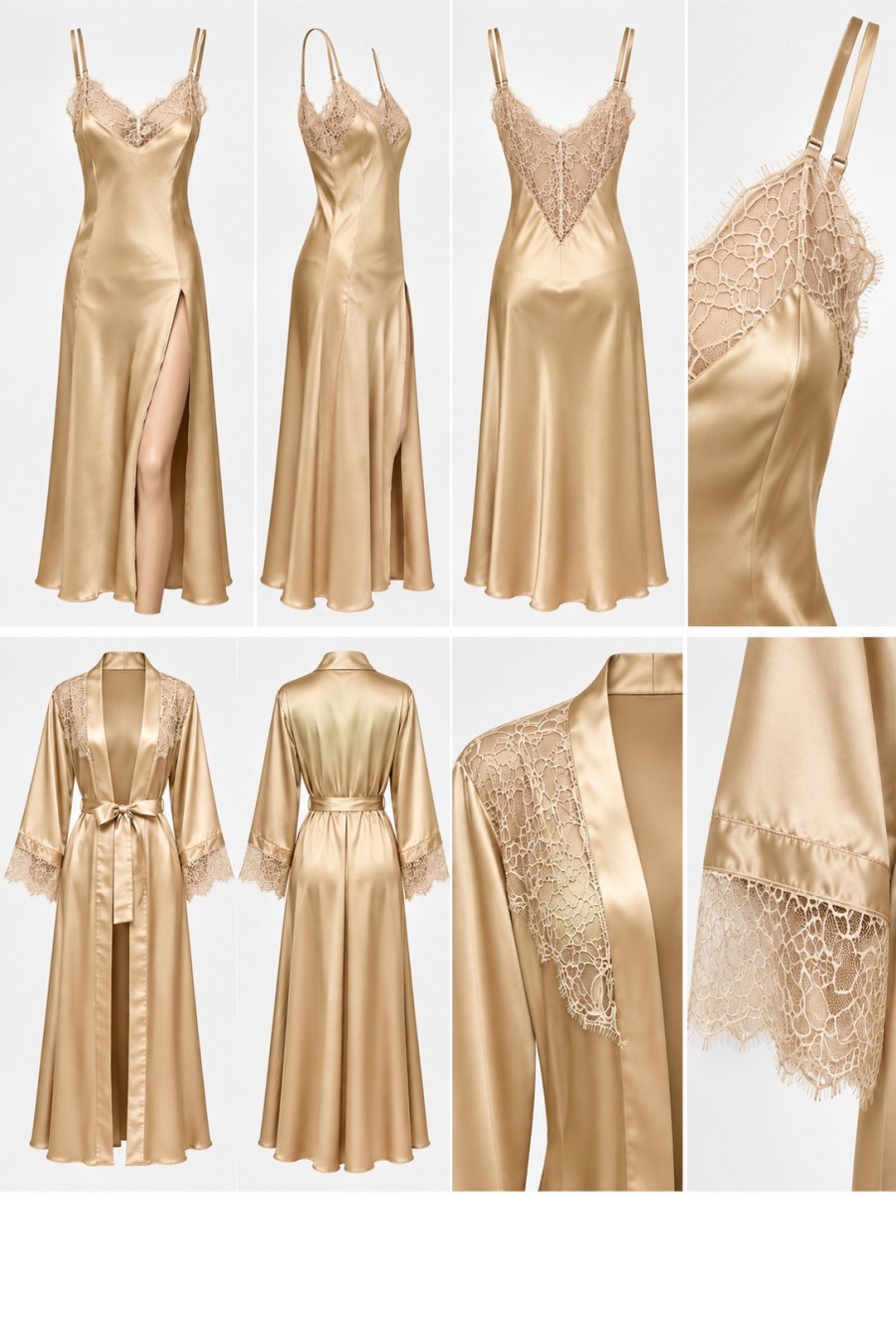 Сатенен комплект Champagne Lace Éclat