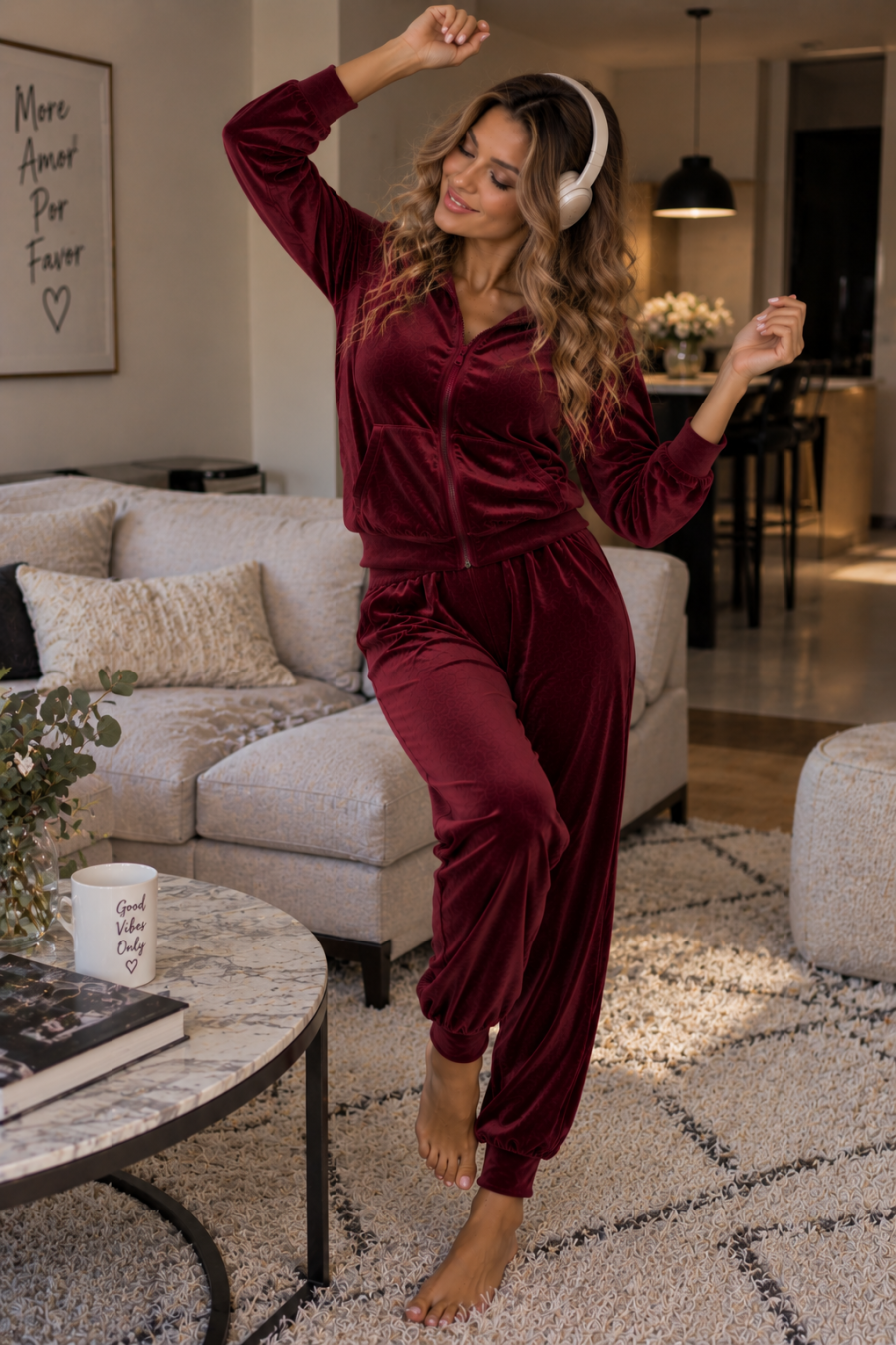 Плюшен дамски сет Bordeax Velvet